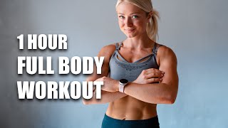 1 HOUR FULL BODY WORKOUT at home  No Jumping  No Repeat  No Equipment  Low Impact HIIT