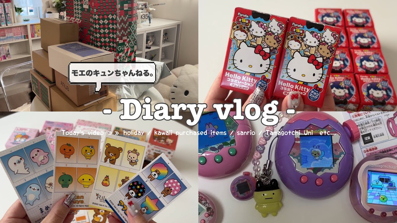【Diary vlog😋】お家で過ごす休日🍙/2025年最後に怒涛の開封🛍/めじるしアクセサリー収納🍬/ハローキティチョコエッグ🥚🎀etc...