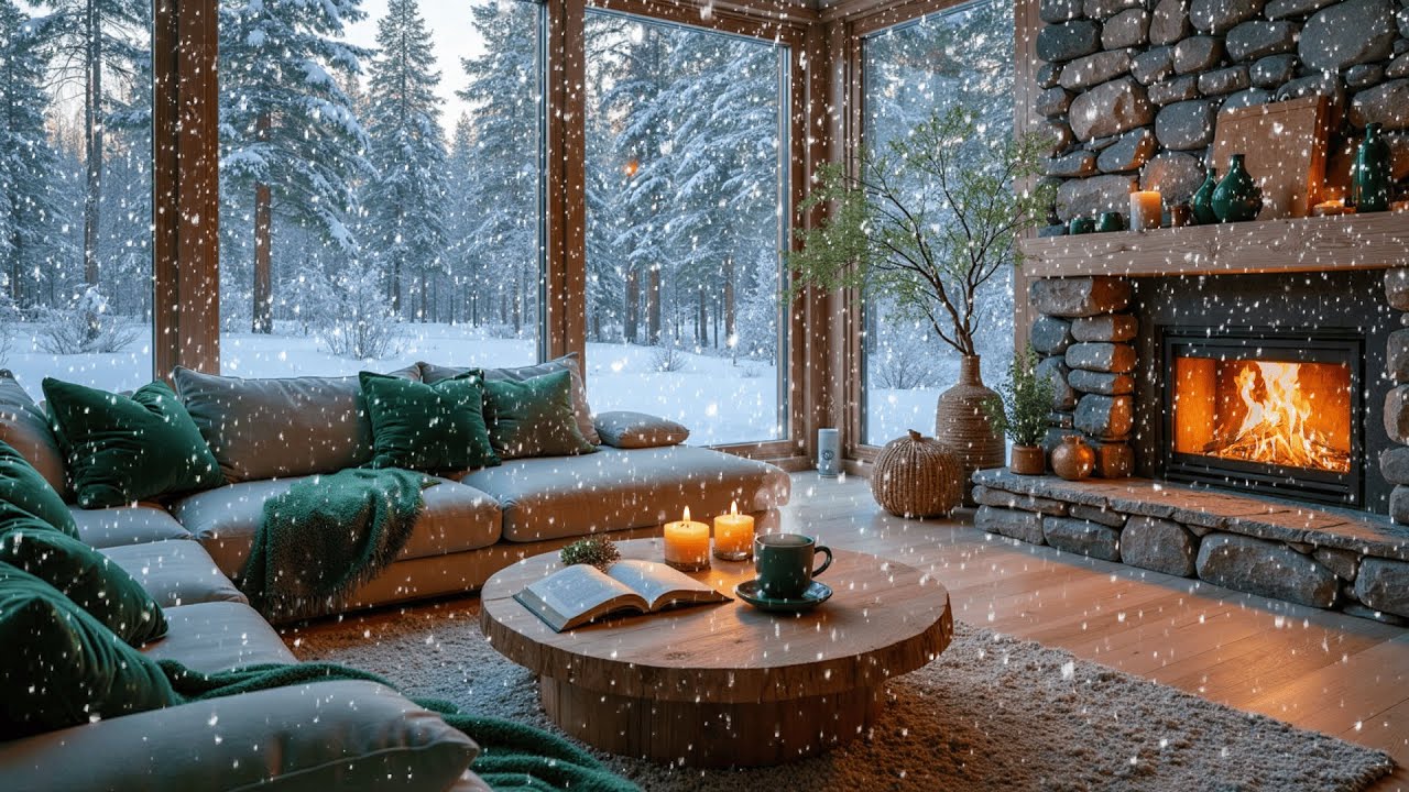 🎹 Relaxing Piano Music ❄️ Winter Ambience 🪵 Fireplace Sounds for Study, Focus & Work