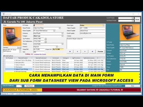 Update Menampilkan Current Record Data MS Access Main Form dari Sub Form dengan Mode Datasheet View