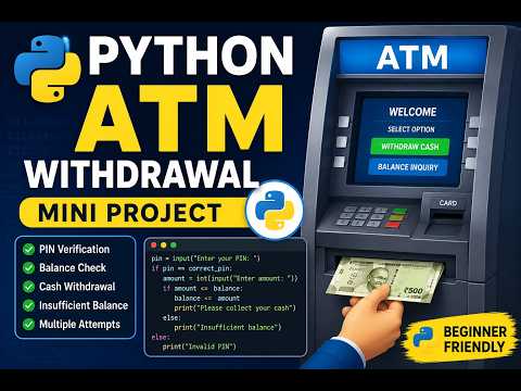 ATM withdrawal system coding in python for beginners#coding #python #pythonprogramming