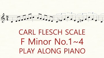 Violin Scale Carl Flesch F Minor No.1~4 Scale System 1 Octave Each String Play Along Piano