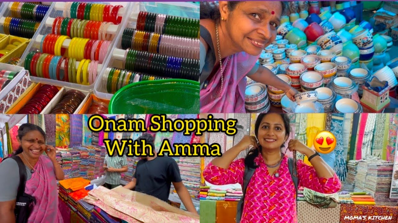 സാരികൾ,ചുരിദാറുകൾ,ഡ്രസ് മെറ്റീരിയലുകൾ,വീട്ടുപകരണങ്ങൾ അമ്മയുംമോളും കൂടിയ തകർപ്പൻഓണം ഷോപ്പിംഗ്കാണാം😍🌺🎉