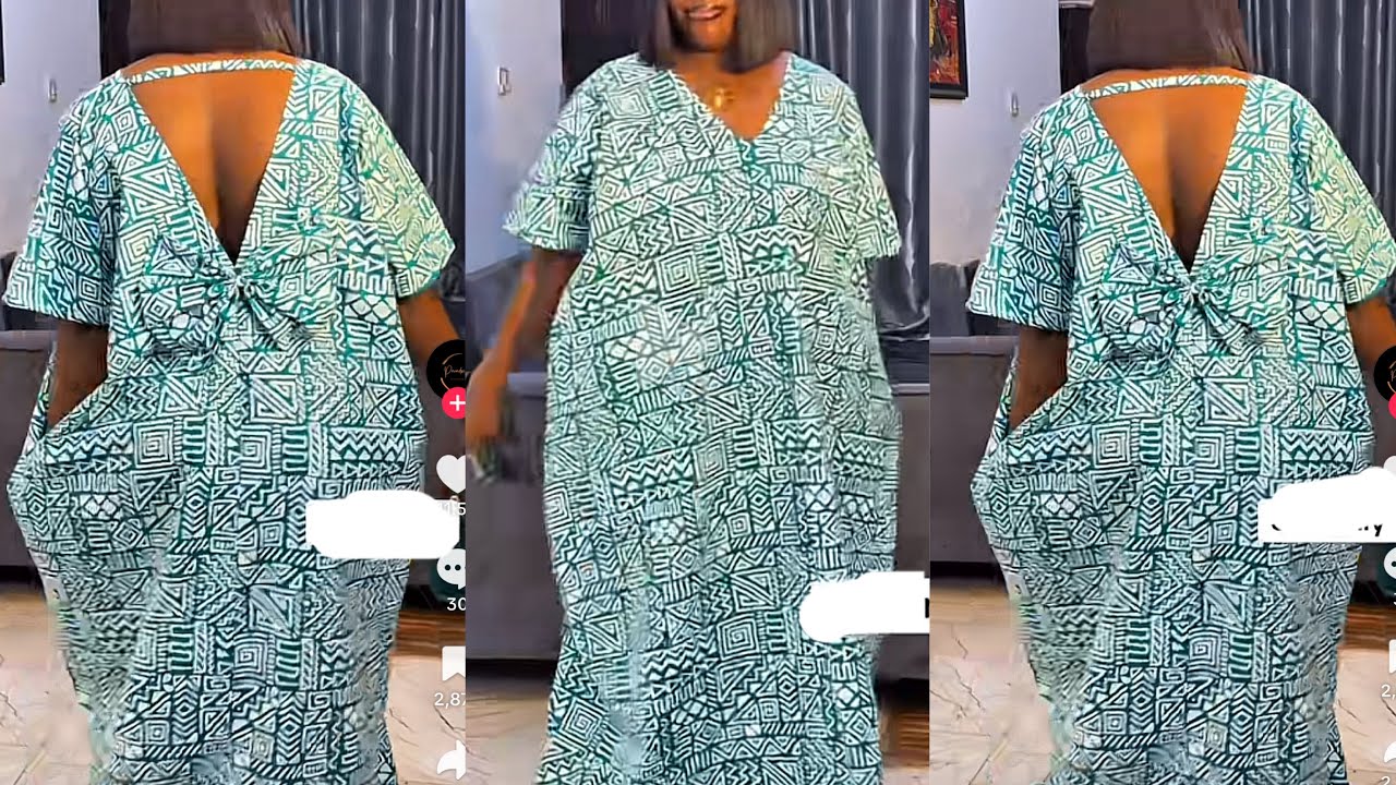 How to Make a Trendy Deep V-Neck Bubu / Kaftan with Back Strap & Bow | Easy Sewing Tutorial