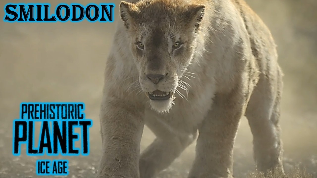 prehistoric Planet Ice age female Smilodon populator screen time - YouTube