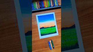 Sunset Meadow Oil Pastel Drawing 🌅🌿 | Beautiful Landscape Art Tutorial Guide