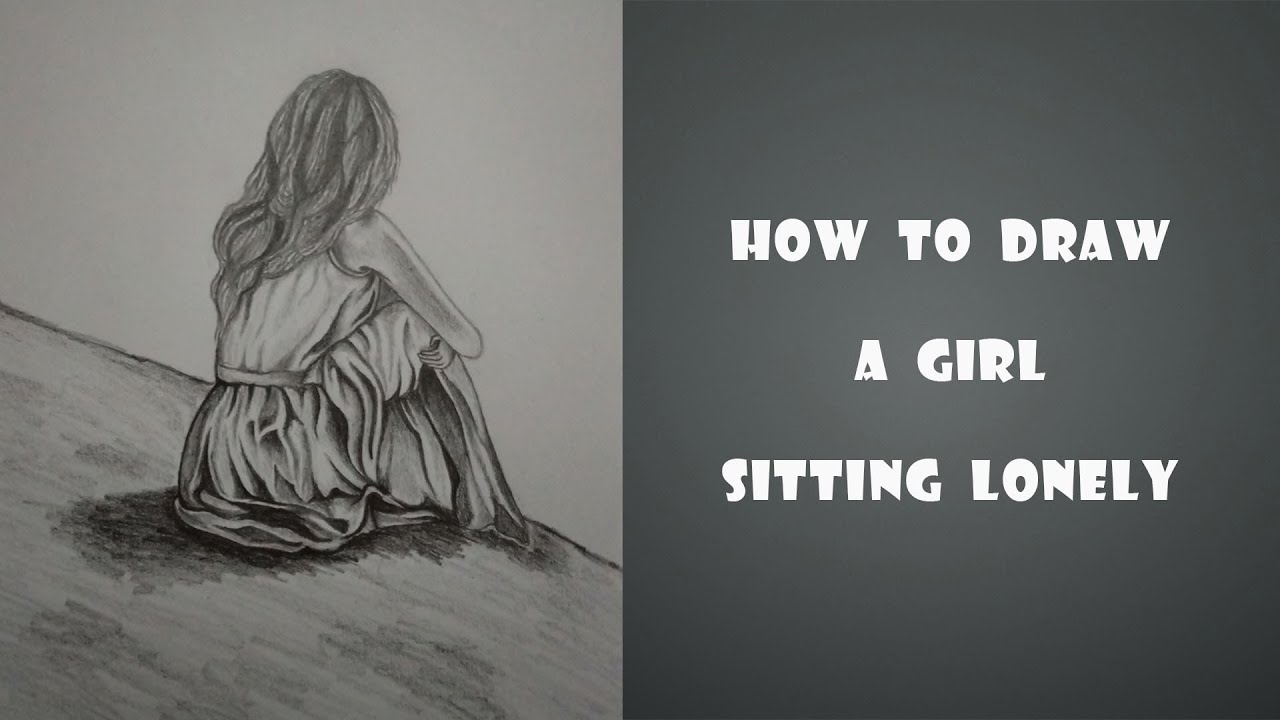 How to draw a girl sitting alone