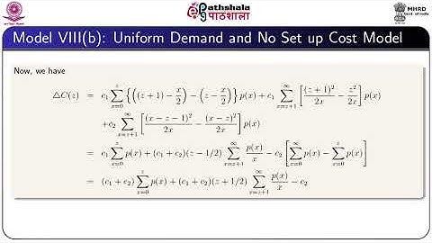 M-20.Probabilistic Model with Uniform Demand and No Set up Cost, and Buffer Stock in Probabilistic