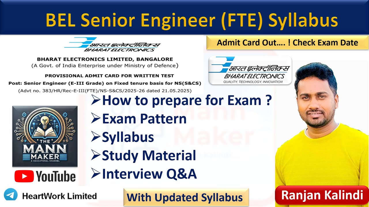 BEL Senior Engineer Syllabus | Exam Patter | Interview Question | Study material | BEL Exam