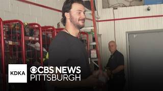 Paul Skenes visits fire company, serves BBQ lunch