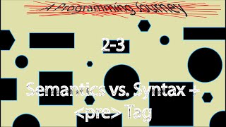 A Programming Journey 2-3: Semantics vs. Syntax + pre tag