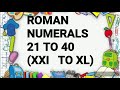 ROMAN NUMERALS 21TO 40/21 TO 40 (XXI TO XL) ROMAN NUMERALS