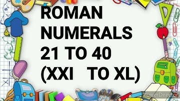 ROMAN NUMERALS 21TO 40/21 TO 40 (XXI TO XL) ROMAN NUMERALS