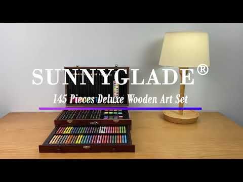 Sunnyglade 145 Piece Deluxe Art Set, Wooden Art Box & Drawing Kit with  Crayons, Oil Pastels, Colored Pencils, Watercolor Cakes, Sketch Pencils,  Paint Brush, Sharpener, Eraser, Color Chart 