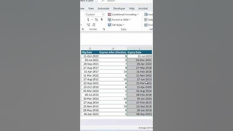 Expiry Date Calculator #shorts #excel #exceltutorial