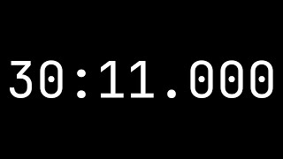 Countdown timer 30 minutes, 11 seconds [30:11.000] - White on black with milliseconds