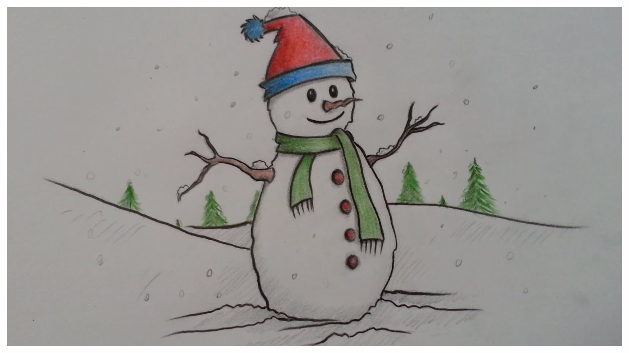 كيف أرسم رجل الثلج