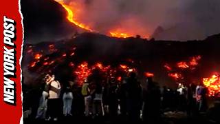 Volcano Hikers Get Up Close and Personal With Lava Spewing From Italy s Mount Etna