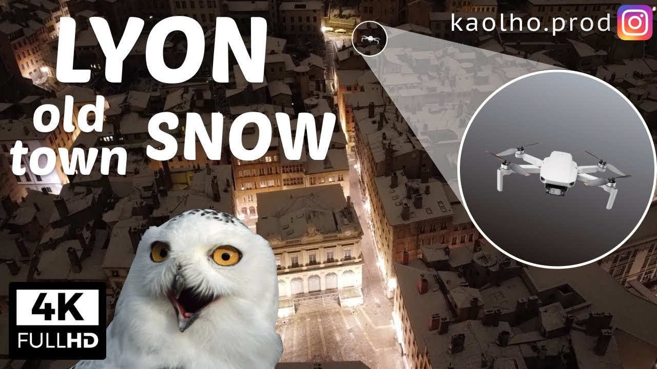 [4K] LYON OLD TOWN UNDER SNOW (Saint-Paul neighborhood), France FR - by Drone