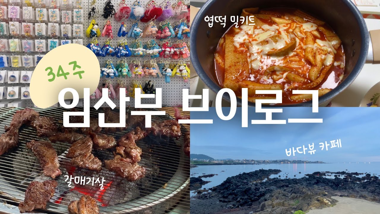 [Vlog] 34주차 임산부 브이로그ㅣ엽떡 먹고 사진 찍고 소품샵 가고 고기 먹고 카페 가는 일상ㅣ모노맨션ㅣ줍줍ㅣ제주갈매기ㅣ하담