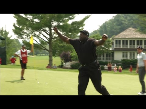 Shaquille O'Neal makes a free throw at The Greenbrier Classic