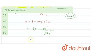 The difference of two numbers is 20% of the larger number. If the smaller number is 20, the larg...