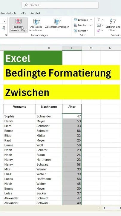 Excel Zwischen Zwei Werten Excel Bedingte Formatierung Zwischen zwei Werten - YouTube