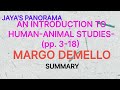 AN INTRODUCTION TO HUMAN-ANIMAL STUDIES- (pp. 3-18) BY MARGO DEMELLO SUMMARY