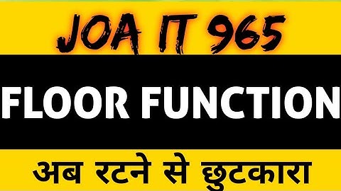 Joa 965 Preparation MS EXCEL FLOOR FUNCTION #joait #joa965 #msexcel   #function     #joawarriors