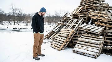 Man Builds a House with ABANDONED PALLETS in the Middle of the Forest | by @lesnoy