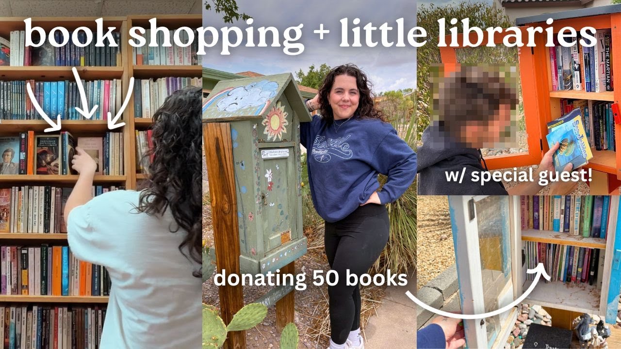 little free library vlog 📖✨☕️ *donating 50 books, massive haul*