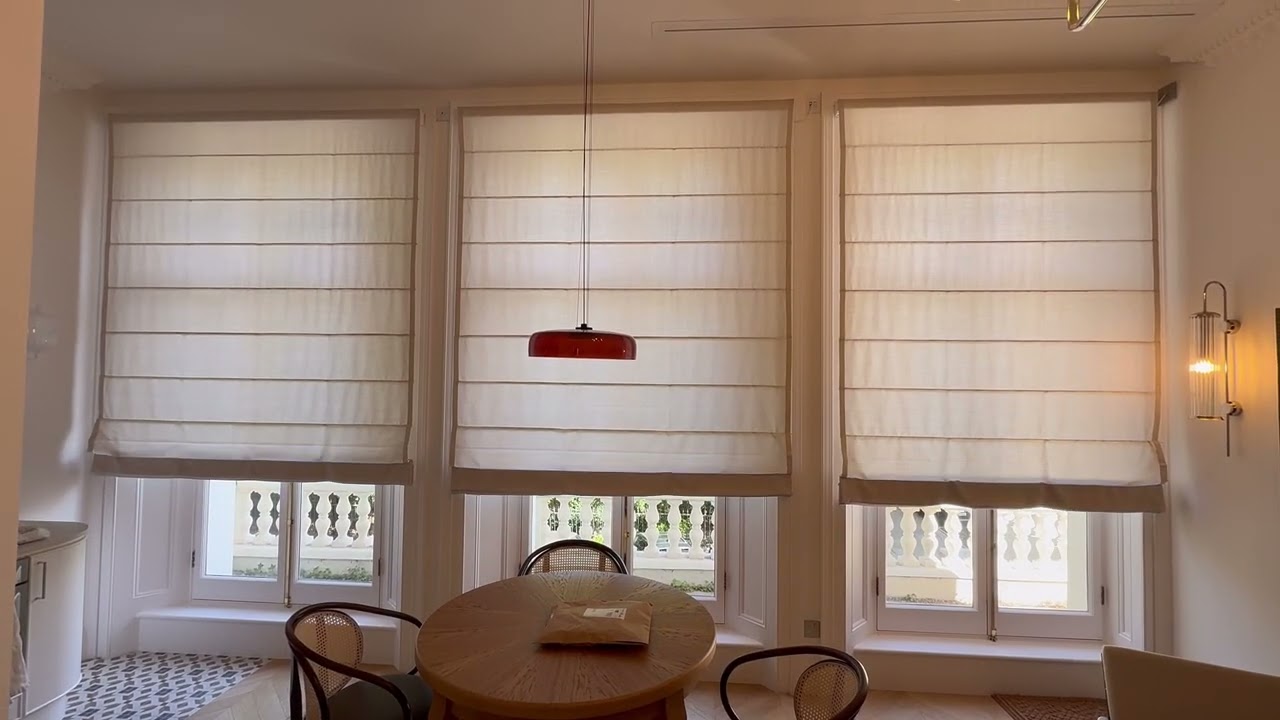 Electric Sheer Roman Blinds   Mains Powered