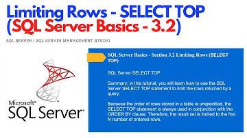 SQL Server Basics 3.2 - Limiting Rows | SELECT TOP (For Beginners) #ezettutorial #sqlserver