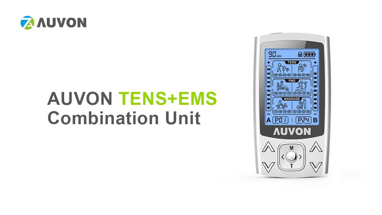 AUVON Dual Channel TENS Unit Muscle Stimulator Machine with 20