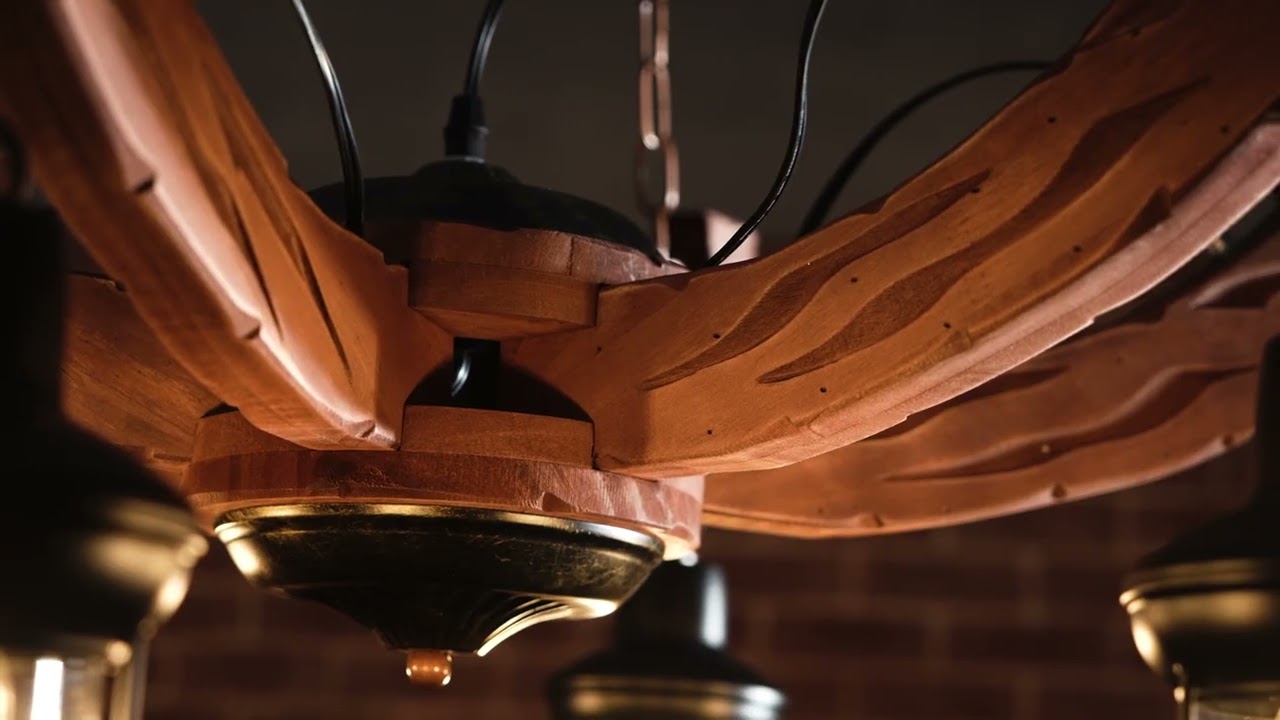 Nautical Industrial Style Wooden Chandelier – Rustic Charm, Ambient Warm Glow