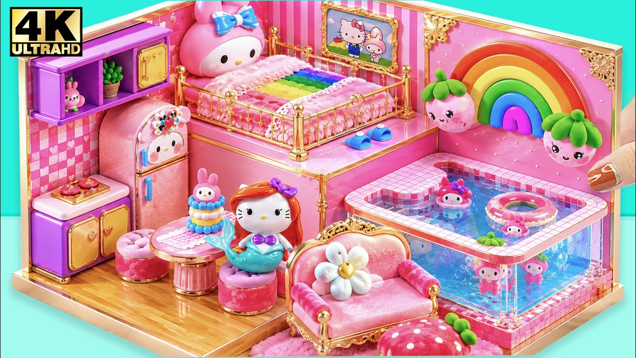 How To Make My Melody House with Bedroom, Magic Pool & Cozy