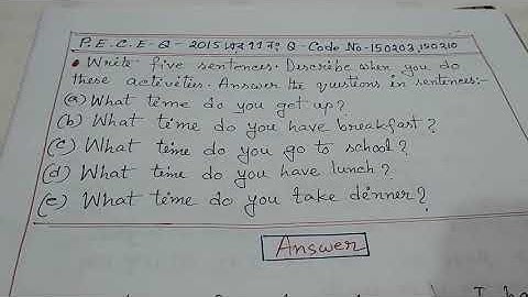 Class: 5/ Subject: English/ Topic: Short Questions ( Year