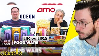 Reaction to US vs UK Movie Theater Food (AMC vs Odeon) | Food Wars | Insider Food