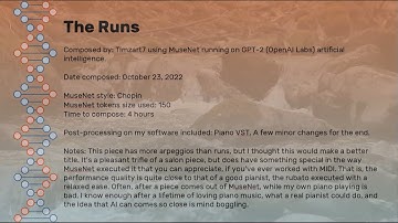 The Runs -- composed using MuseNet artificial intelligence by OpenAI
