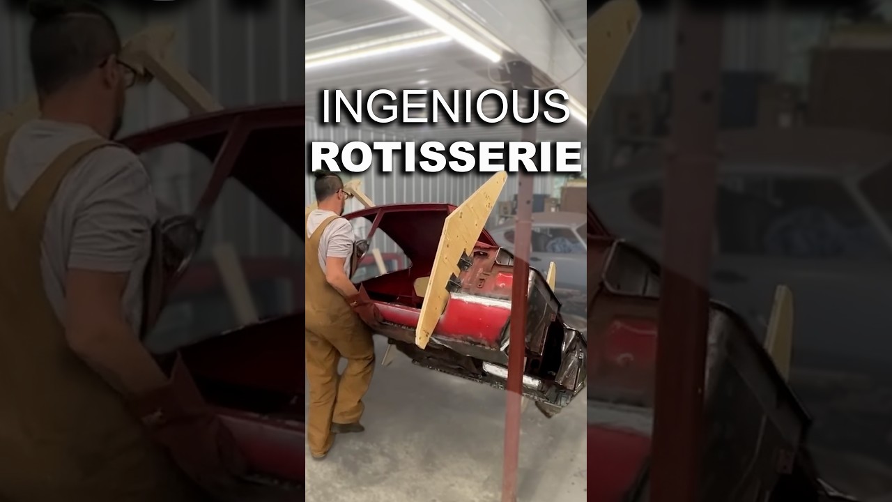 This Wooden Rotisserie is ingenius #triumph #automobile #GT6 #Spitfite #TR6 #TR4