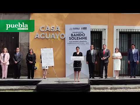 Colocan bando solemne que oficializa a Alejandro Armenta como gobernador electo de Puebla