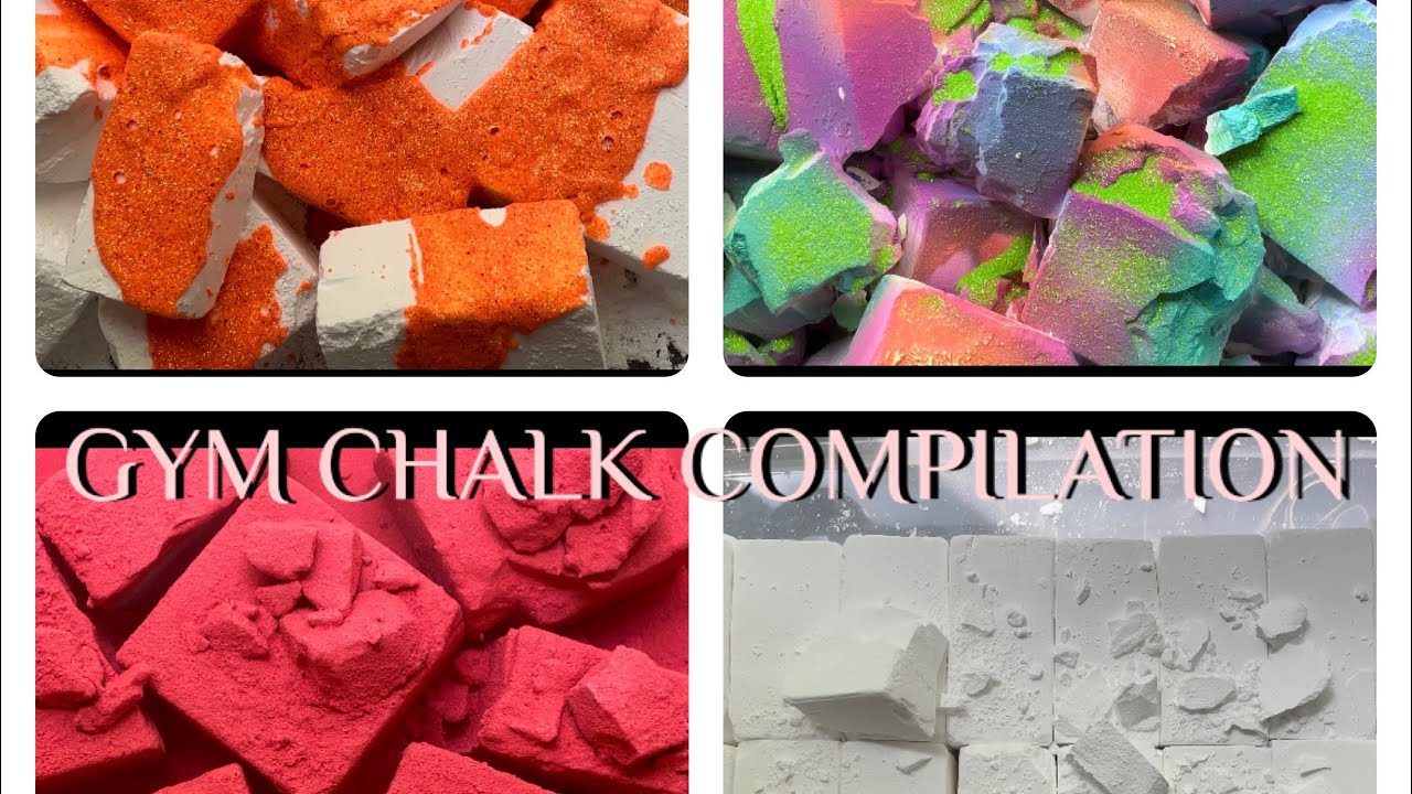TEXTURE GYM CHALK CRUSH COMPILATION DYED GYM CHALK ASMR PLAIN GYM CHALK ...