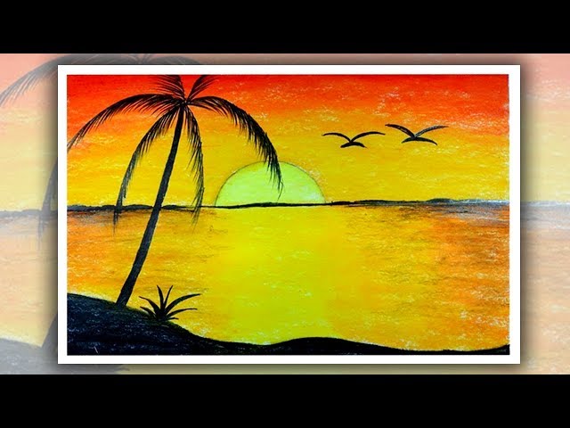 Easy Scenery for Kids | How to draw Sunrise with Oil Pastel | Sunrise sc...  | Sunrise drawing, Drawing sunset, Flower drawing images