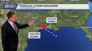 Edouard making landfall as a tropical storm along northern Gulf