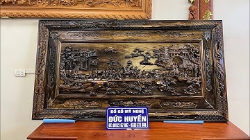 Tấm tranh vinh quy bái tổ gỗ mun dài 2m17 x rộng 1m07 || đồ gỗ Đức Huyền - Tranh gỗ quý