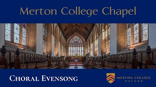 Choral Evensong - Saturday 27 June 2026 - from Merton College Chapel, Oxford