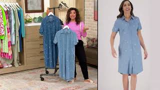 Denim & Co. Stretch Lyocell Star Print Short-Sleeve Shirtdress on QVC screenshot 4