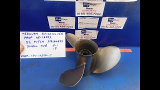 FOR SALE - Mercury 22 Pitch Quicksilver Laser 2 Stainless Prop 48-16992 $99.00 Bi-1