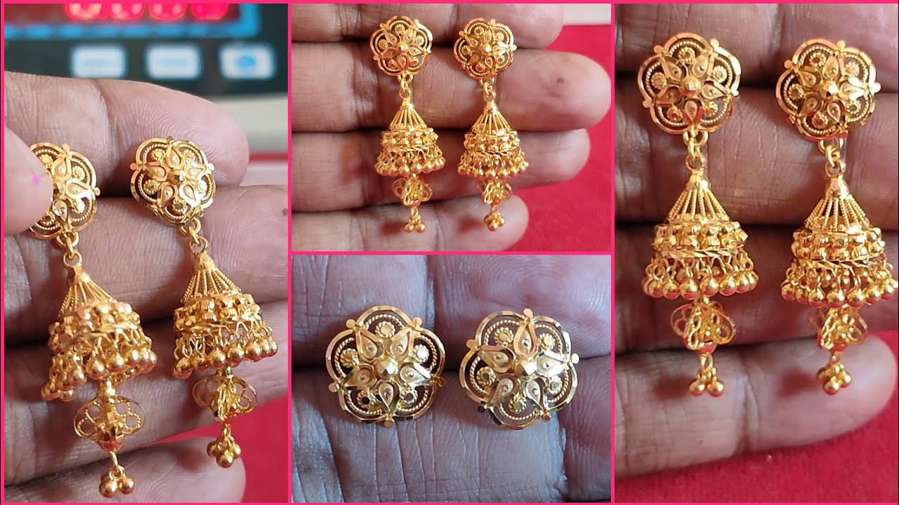 Gold jhumka designs with weight and price 2021/gold earrings ...