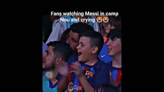 Barcelona fan watching Messi on big screen and crying